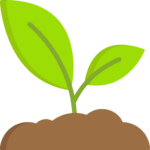 Two leaves sprouting from a small pile of earth